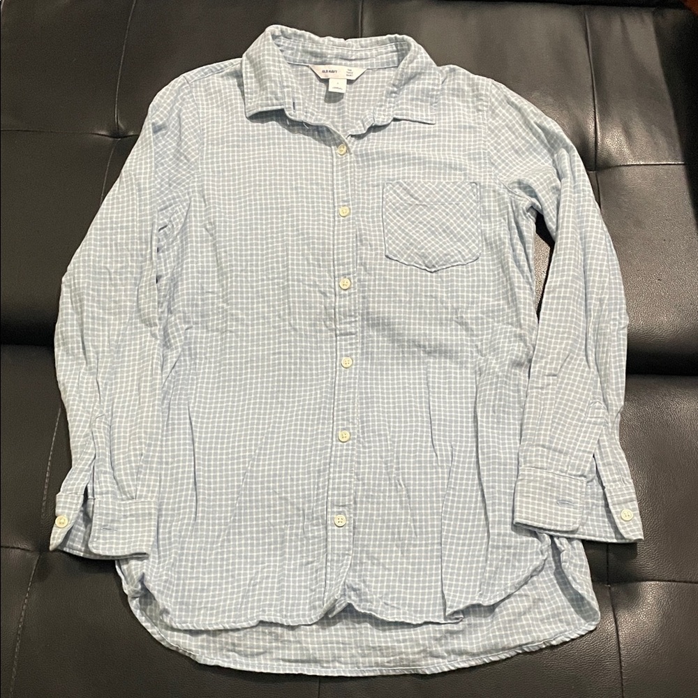 Old Navy Light Blue Checkered Button-Down Shirt